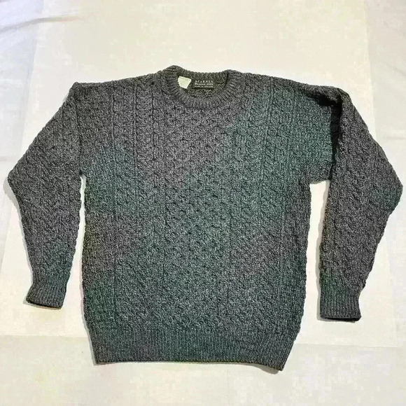 Vintage Blarney Woollen Mills Sweater Wool Fisherman Cable Knit Mens Small - Picture 1 of 7